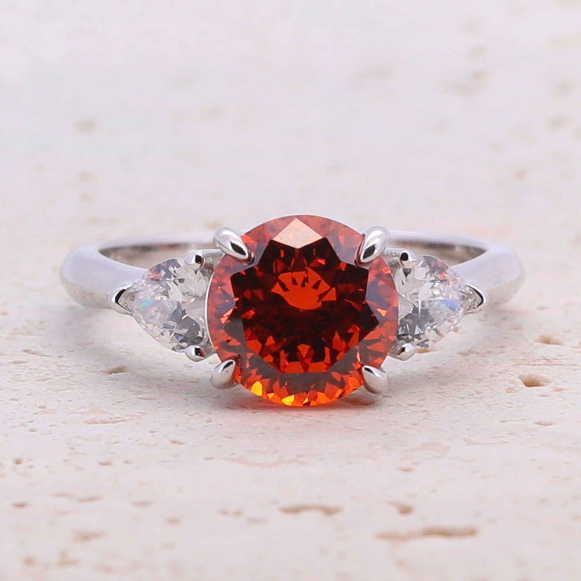 2.0ct Round Cut Red Gemstone Wedding Set in Sterling Silver