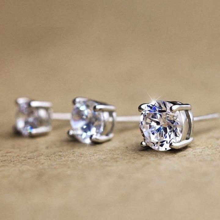 Classic Moissanite Stone 4 Prong Sterling Silver Stud Earrings