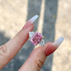 Exquisite Two-Tone Three Stone Cushion Cut Pink Gemstone Engagement Ring