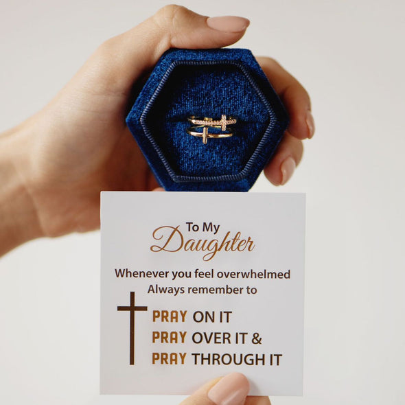 To My Daughter Ring-Pray Through It Double Cross Ring
