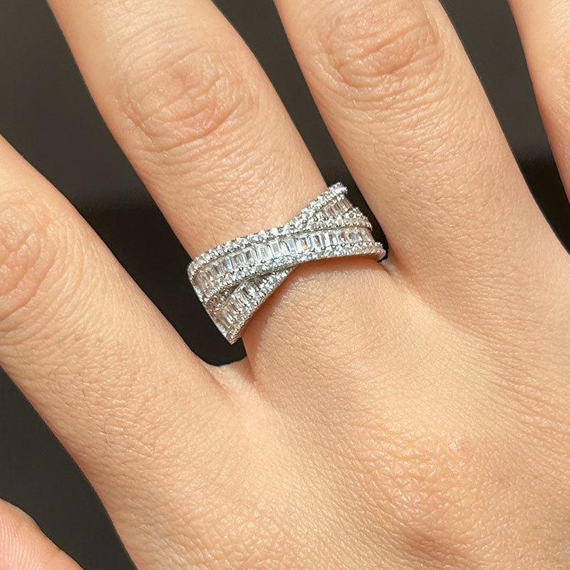 X-Shape Sterling Silver Wedding Band