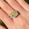 Stunning Yellow Radiant Cut Sterling Silver Engagement Ring