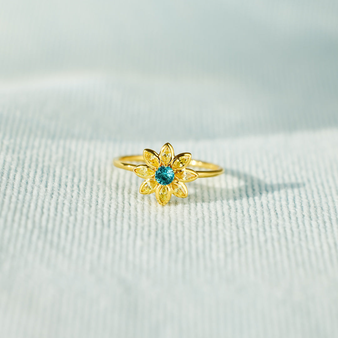 To My Mom- I Love You Golden Flower Ring