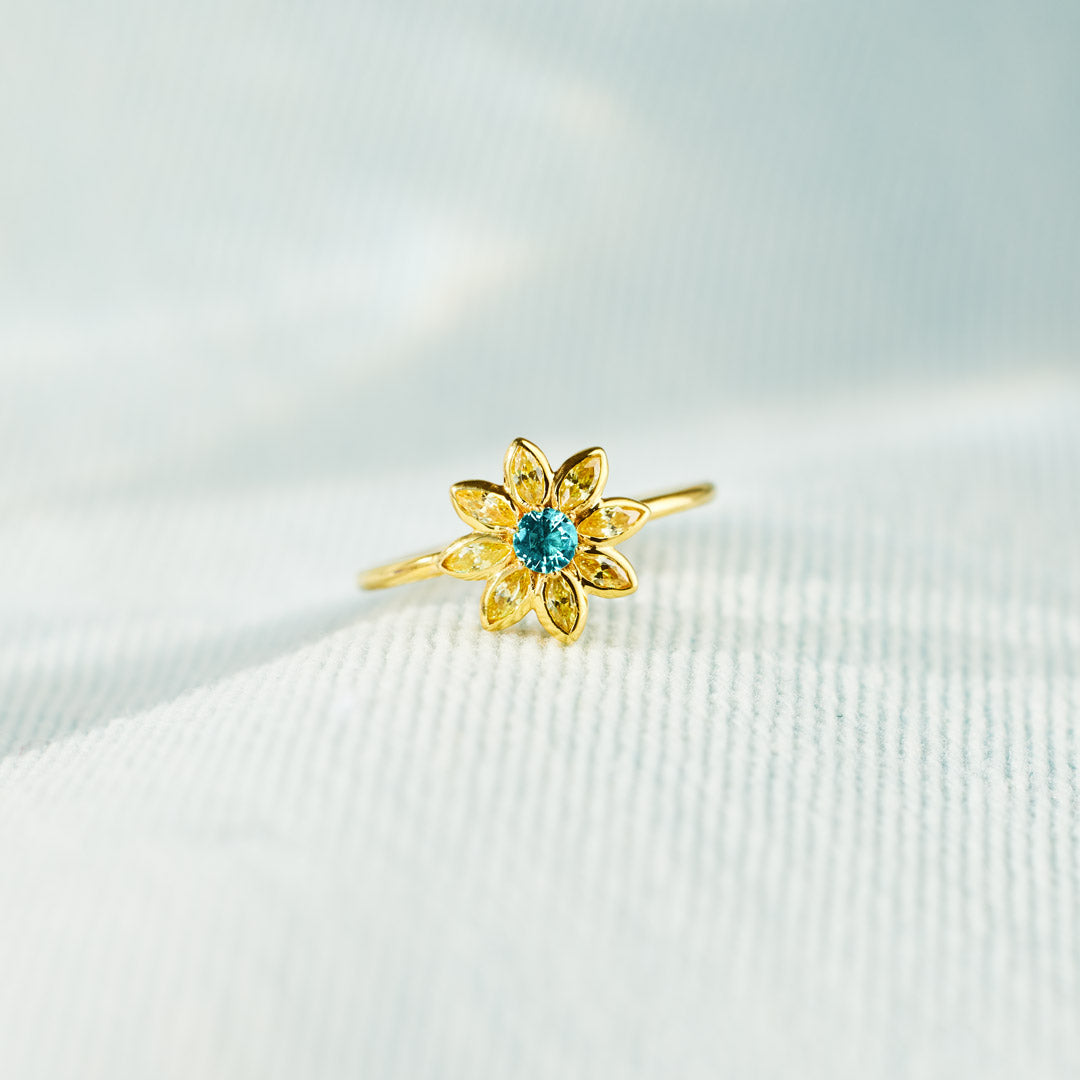 To My Mom- I Love You Golden Flower Ring