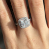 Doule Halo Cushion Cut Sterling Silver Engagement Ring