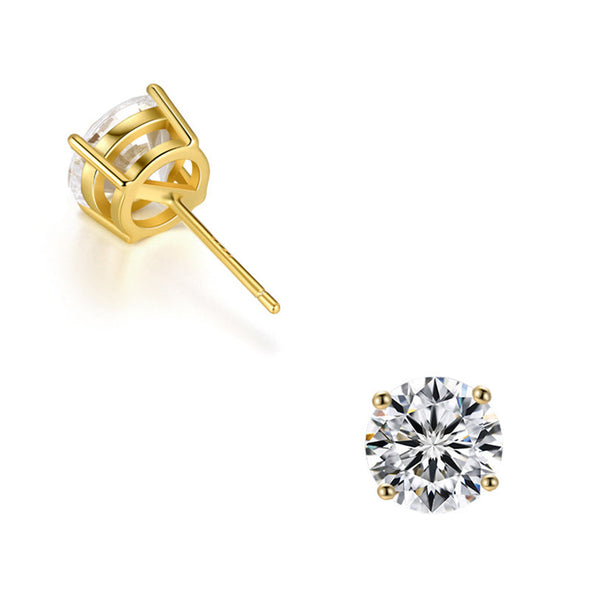 Three Tones Avaliable Classic Round Cut Stud Earrings