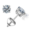 Gorgeous Round Cut Moissanite Screw Back Sterling Silver Stud Earrings