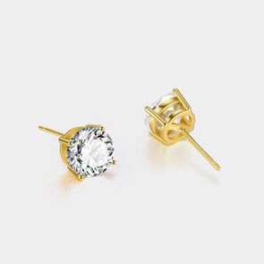 Three Tones Avaliable Classic Round Cut Stud Earrings