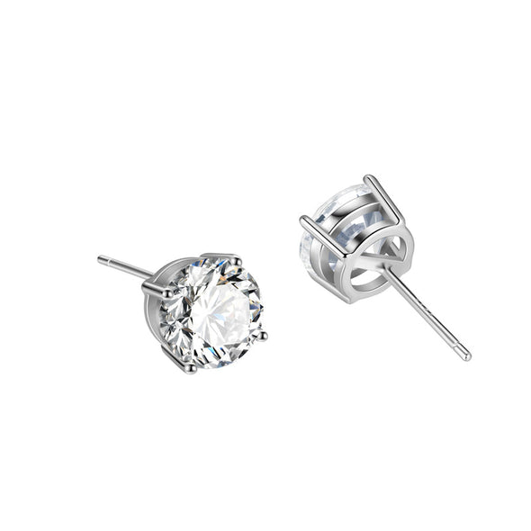 Three Tones Avaliable Classic Round Cut Stud Earrings