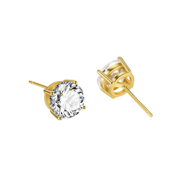 Three Tones Avaliable Classic Round Cut Stud Earrings