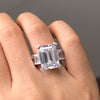 Gorgeous Emerald Cut Sterling Silver Engagement Ring