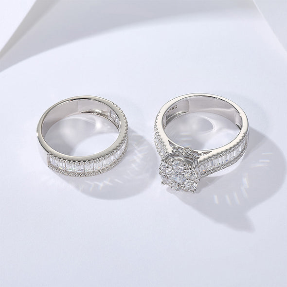 Stunning Round Cut Sterling Silver Wedding Bridal Set