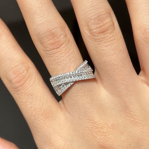 X-Shape Sterling Silver Wedding Band