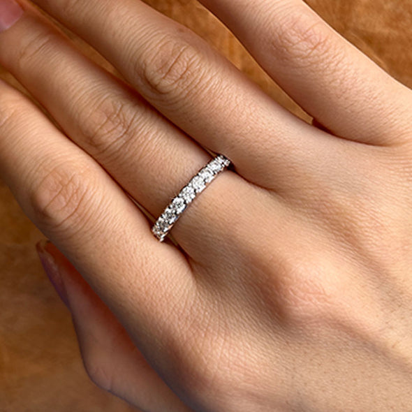 Half Eternity Moissanite Sterling Silver Wedding Band