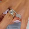 2Pcs Solitaire Golden Tone Cushion Cut Bridal Set Rings In Sterling Silver