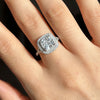 Doule Halo Cushion Cut Sterling Silver Engagement Ring