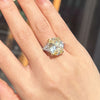 Vintage Yellow Cushion Cut Three Stone Sterling Silver Engagement Ring