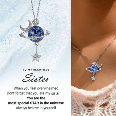 To My Sister- Moon & Stars Planet Necklace