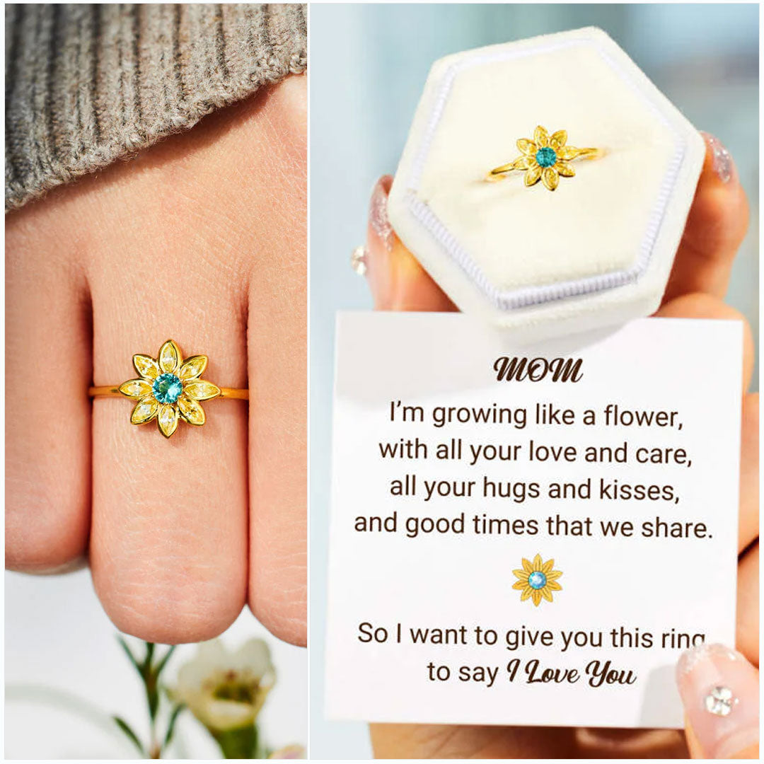 To My Mom- I Love You Golden Flower Ring