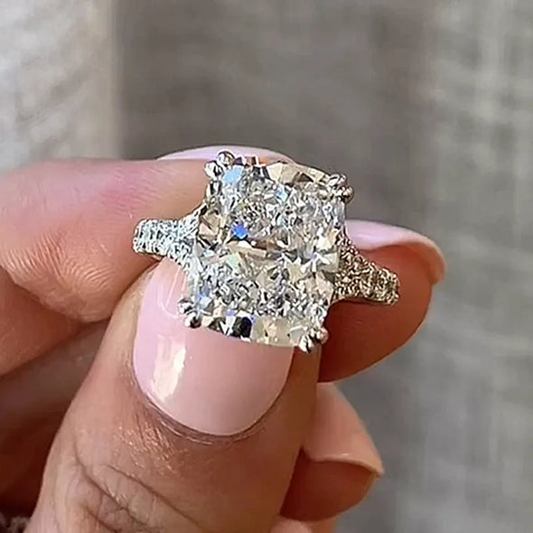 Luxurious Split Shank Cushion Cut Engagement Ring