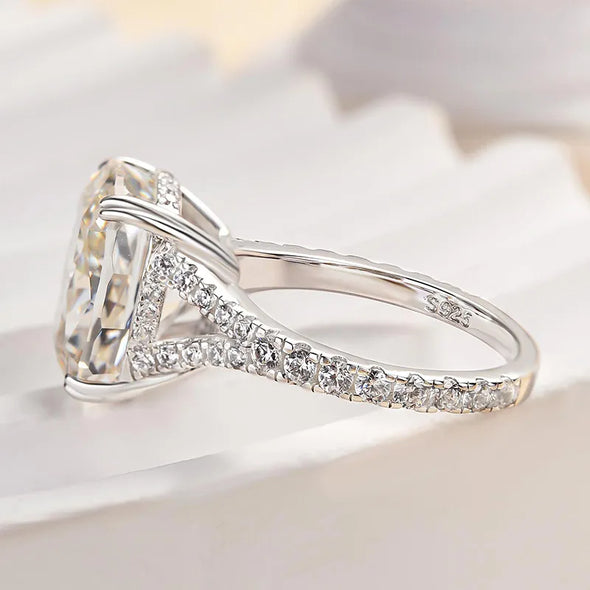 Luxurious Split Shank Cushion Cut Engagement Ring