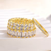 Luxury 4pcs Golden Tone Stackable 4PC Wedding Band Set In Sterling Silver