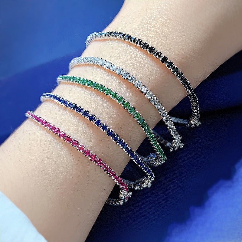 Stunning Multi-Color Tennis Bracelet in Sterling Silver – Perfect for Adding Glamour to Any Outfit