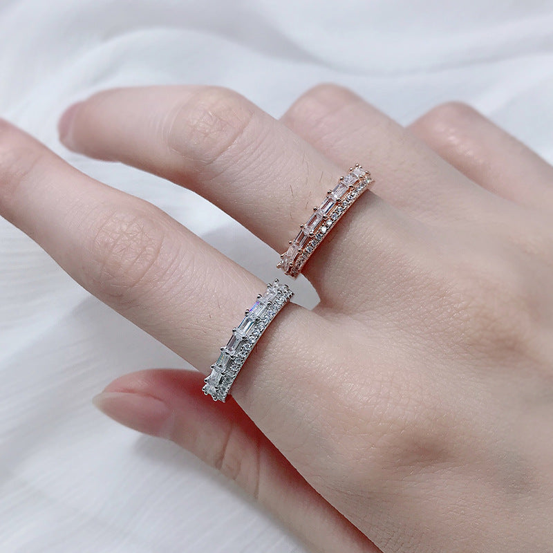 Unique Double Line Stackable Sterling Silver Band