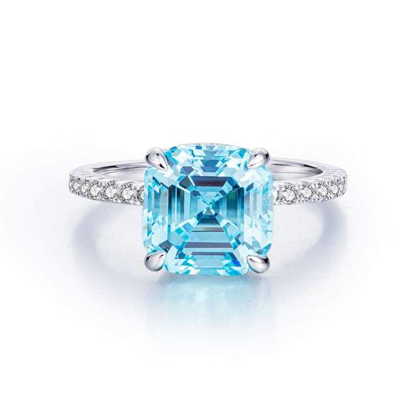 4.0ct Cushion Cut Paraiba Tourmaline Sterling Silver Engagement Ring