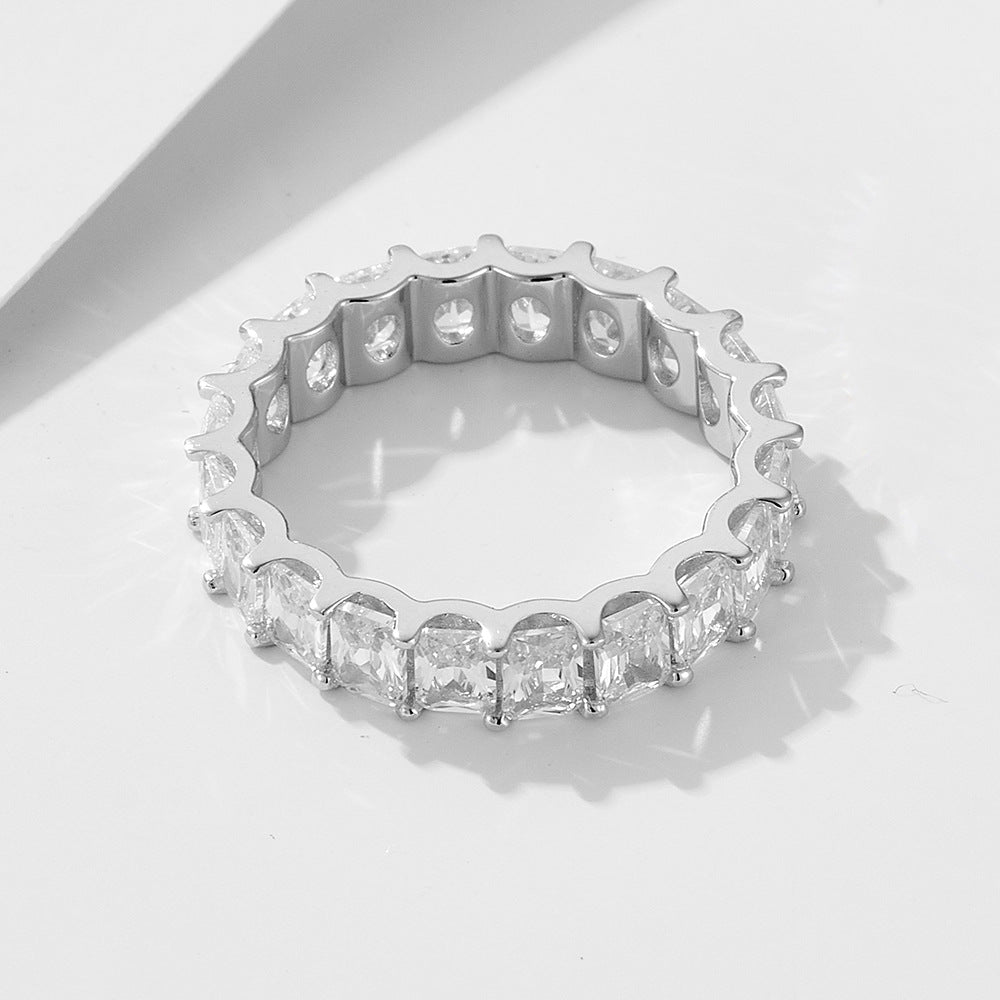 Exquisite Sterling Silver Eternity Anniversary Band Ring