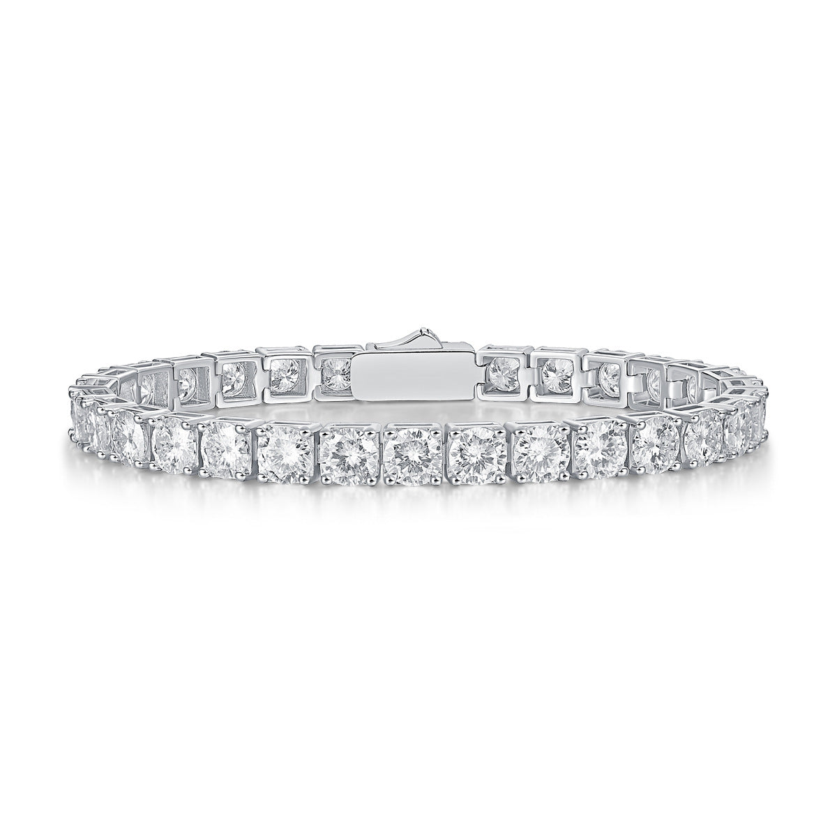 Classic Round Cut Moissanite Sterling Silver Tennis Bracelet