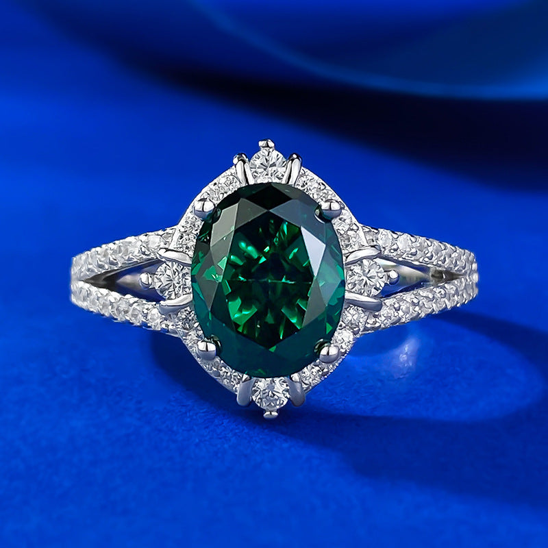 Luxury Oval Cut Paraiba Tourmaline Sterling Silver Engagement Ring