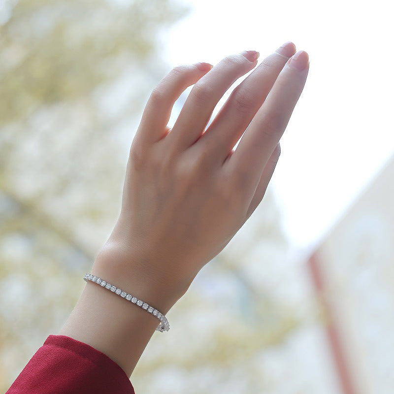 Classic Round Cut Moissanite Sterling Silver Tennis Bracelet