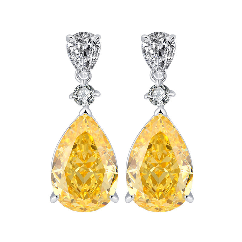 Pear Cut Yellow Sterling Silver Drop Earrings