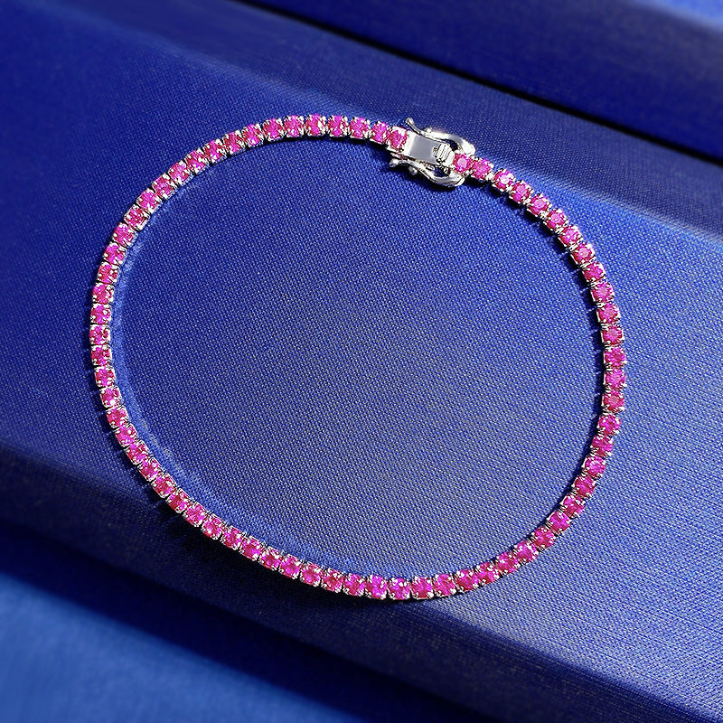 Stunning Multi-Color Tennis Bracelet in Sterling Silver – Perfect for Adding Glamour to Any Outfit