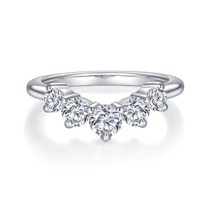 Stackable V Shape Moissanite Band in Sterling Silver