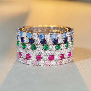 Gorgeous Multicolor Eternity Stacking Ring in Sterling Silver