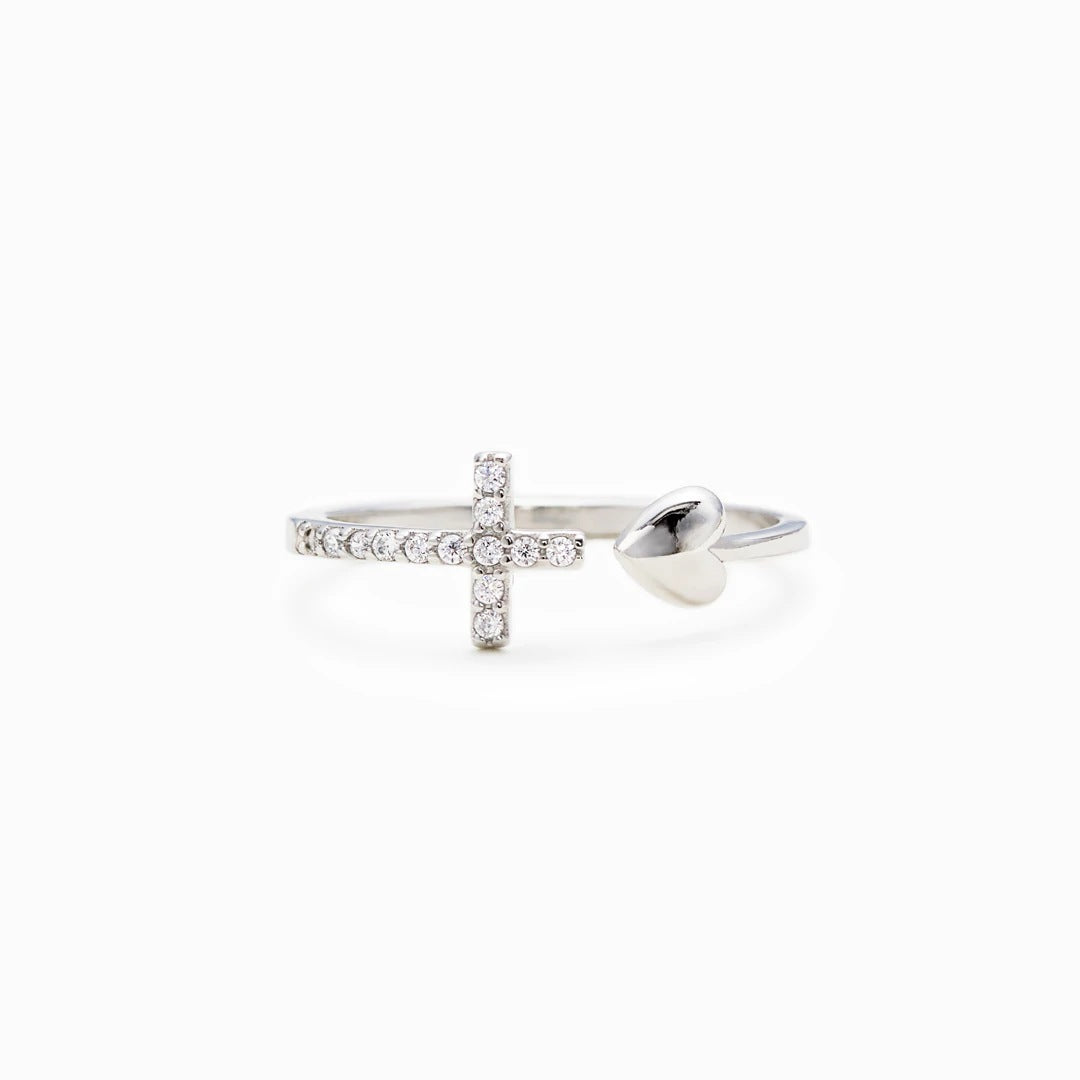 To My Daughter- Heart and Cross Ring