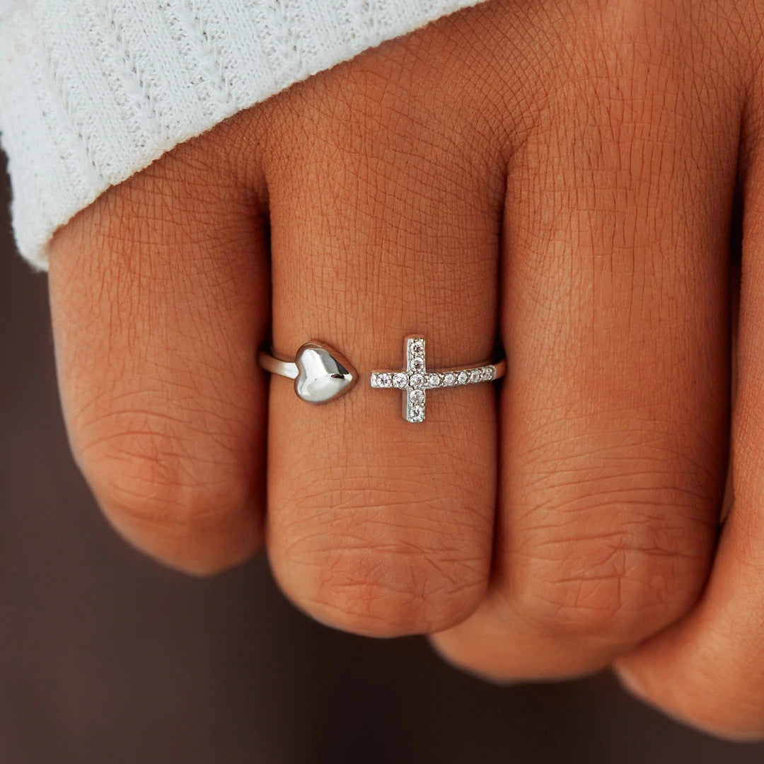 To My Daughter- Heart and Cross Ring