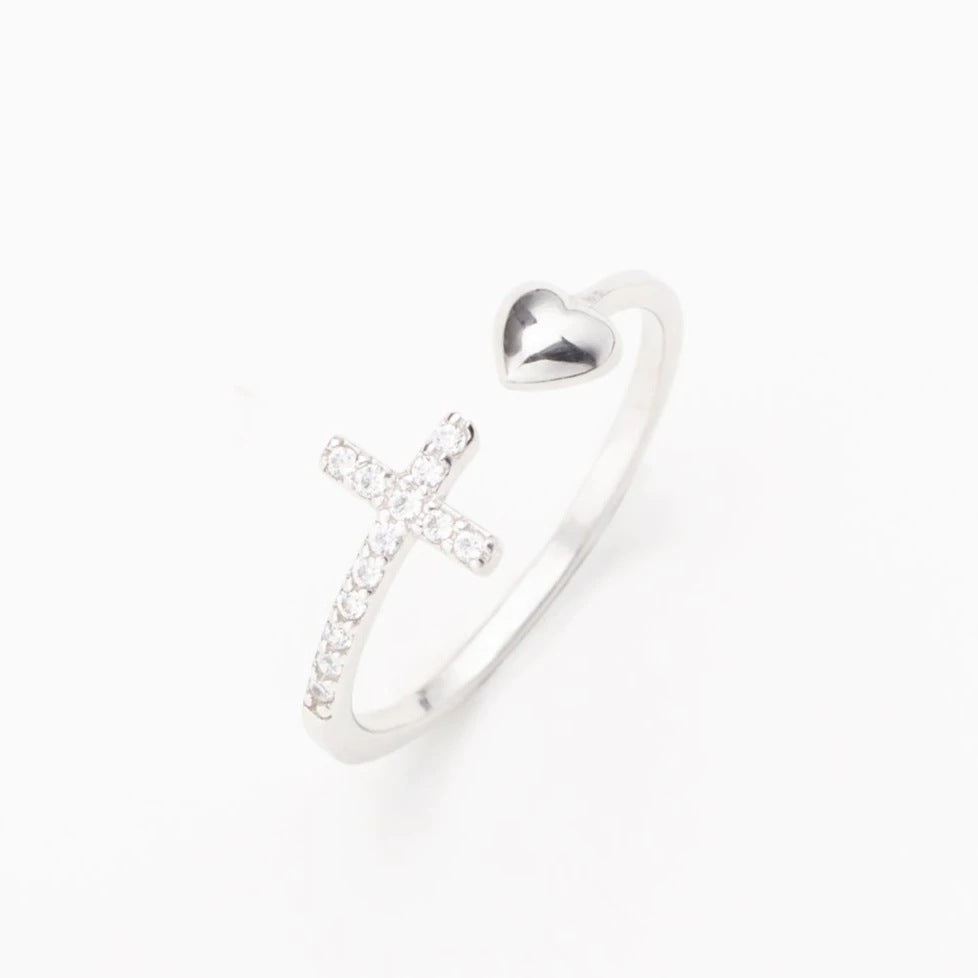 To My Daughter- Heart and Cross Ring