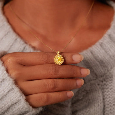 To My Mom- Sterling Silver Sunflower Necklace