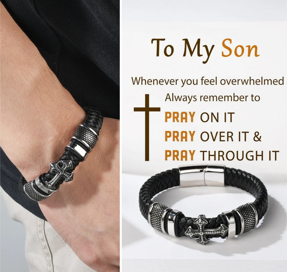 Cross Leather Men's Bracelet