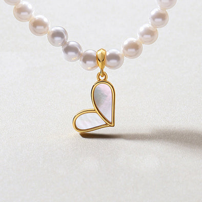 Elegant Heart Shell Pearl Pendant Necklace For Mom