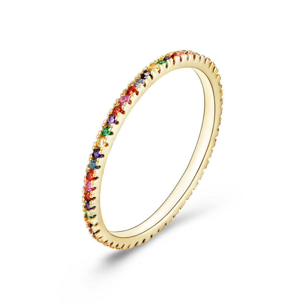 Glamorous Multi-Color Eternity Band Sterling Silver Stackable Ring