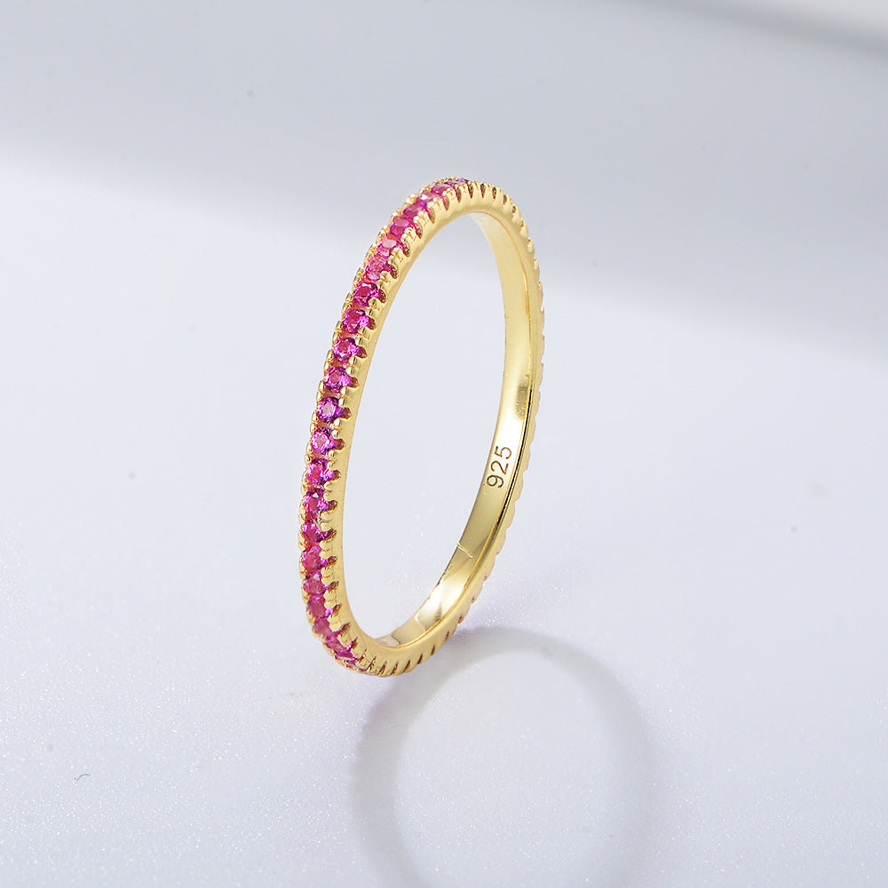 Glamorous Multi-Color Eternity Band Sterling Silver Stackable Ring