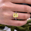 Radiant Cut Yellow Stone Engagement Ring in Sterling Silver for Women