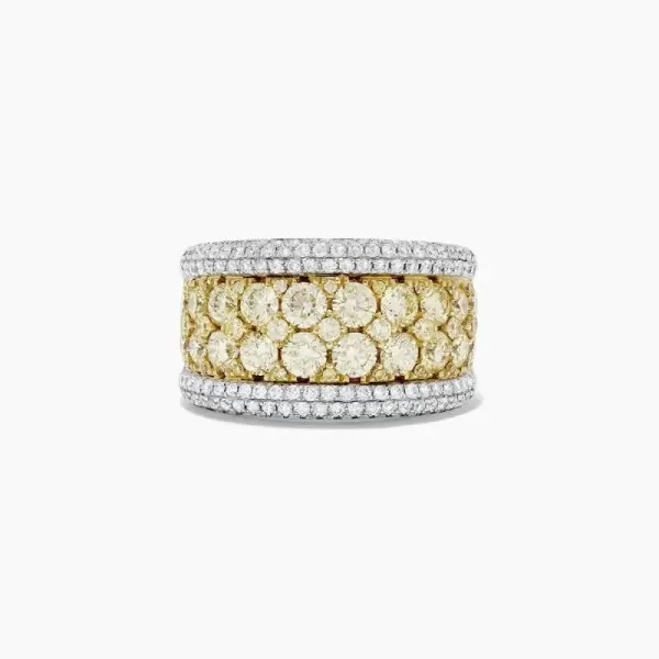 Yellow and White Color Round Cut Luxury Band in Sterling Silver