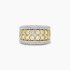 Yellow and White Color Round Cut Luxury Band in Sterling Silver