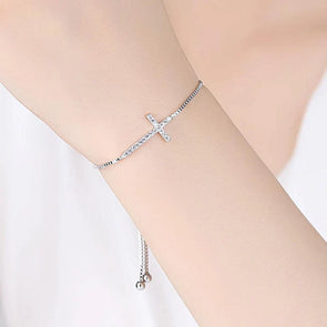 Faith Cross Adjustable Slider Clasp Bracelet