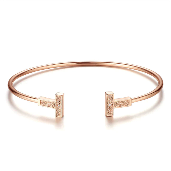 Double Alphabet T with Open Bangle